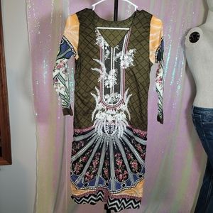 Unique Embroidered Bohemian Long Tunic w/ 3/4 Sleeves Size XXS